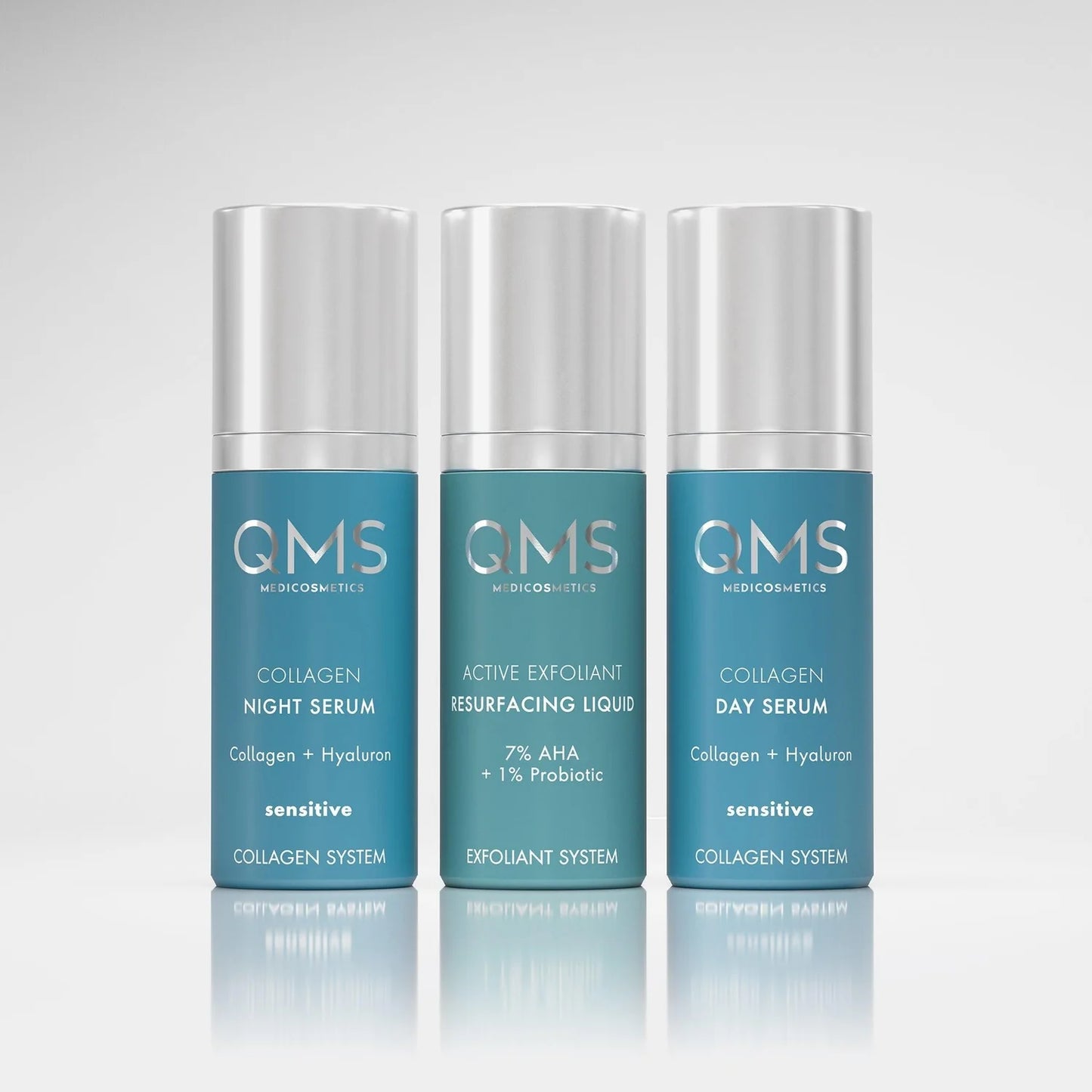 Day & Night Collagen 3-Step Core Routine Set Sensitive – QMS (3 x 30 ml)